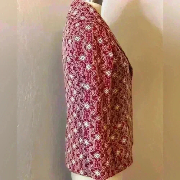 Vintage‎ Handmade Red Patterned Suit Jacket Fits Like a Small - Picture 3 of 8
